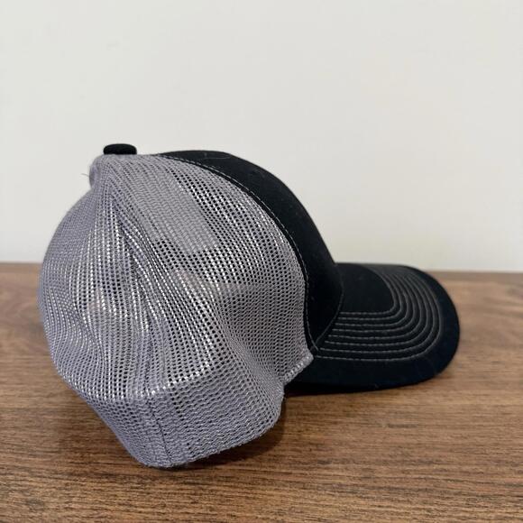 AJM Black Trucker Hat Canada Full Fit Mesh Back Snapback Cap Blank Adjustable OS - Picture 5 of 7